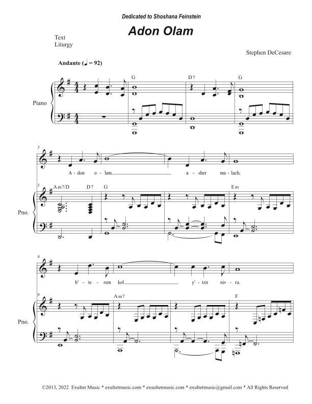 Adon Olam (Unison choir)