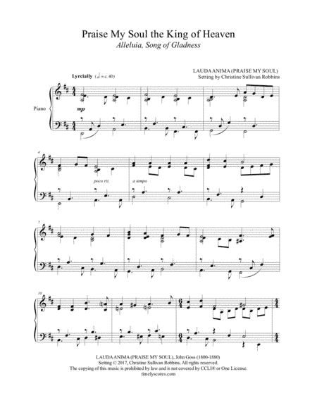 Praise My Soul the King of Heaven (Alleluia, Song of Gladness) (arr. Christine Sullivan Robbins)