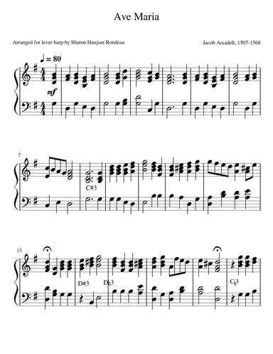 Ave Maria (Lever Harp) (arr. Sharon Hanjian Rondeau)