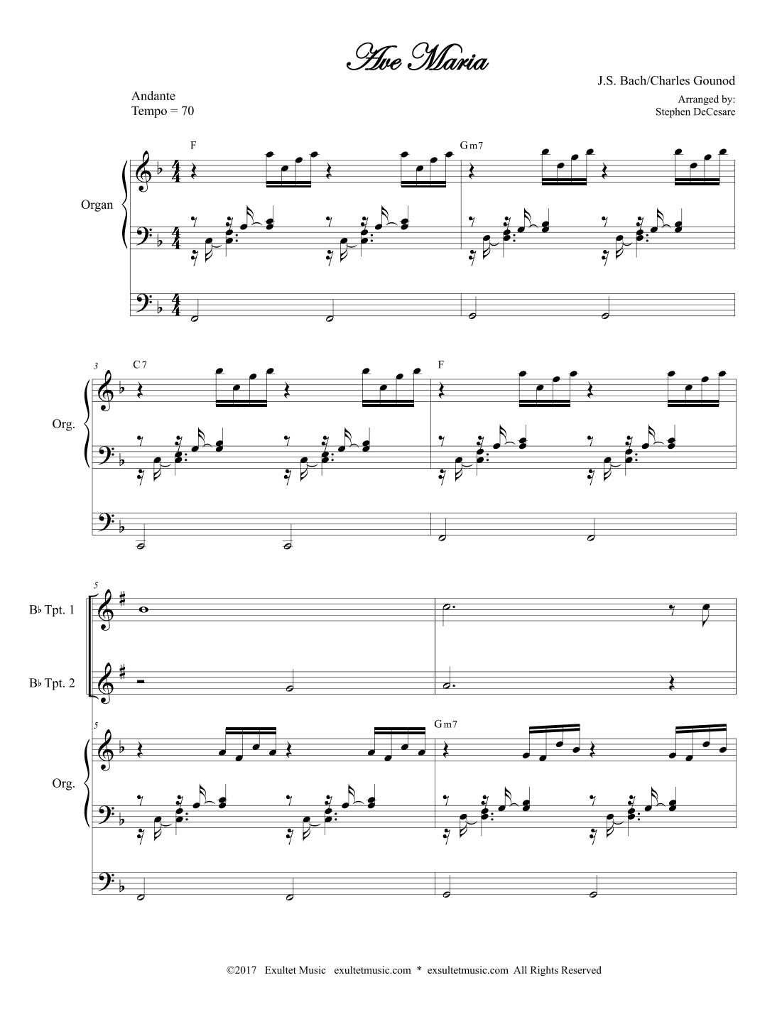 Ave Maria (Brass Quartet - Organ Accompaniment) (arr. Stephen DeCesare)