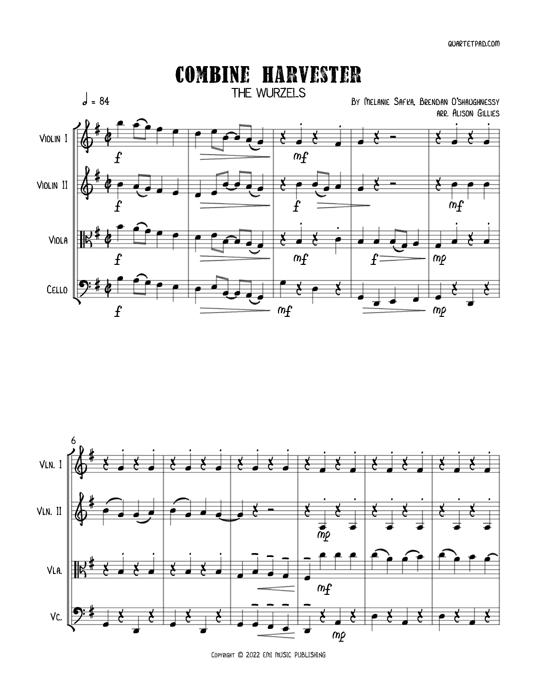 Combine Harvester (arr. Alison Gillies)
