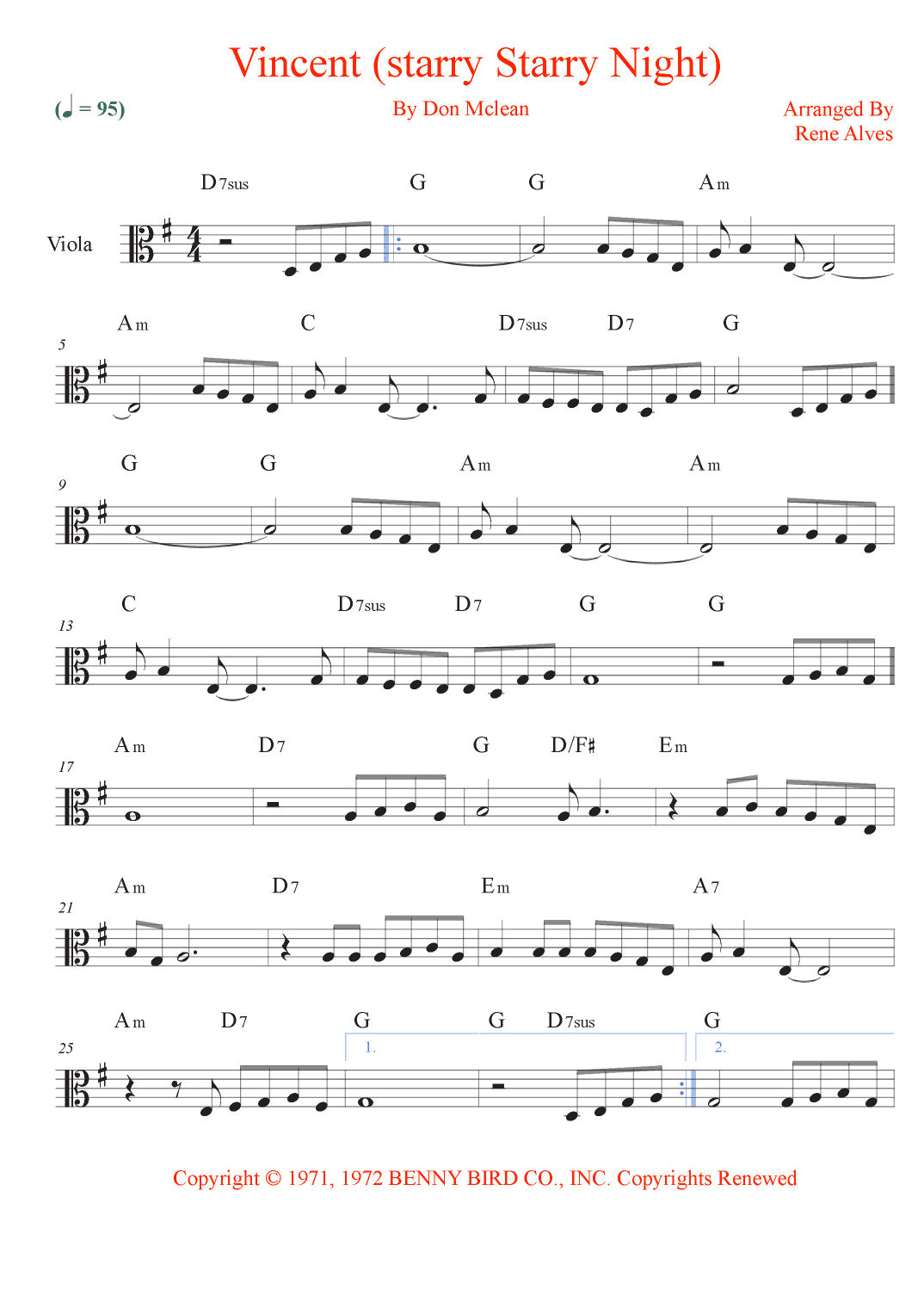 Vincent (starry Starry Night) (arr. Rene Alves)