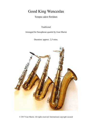 GOOD KING WENCESLAS - for Saxophone Quartet (arr. Ivan Marini)