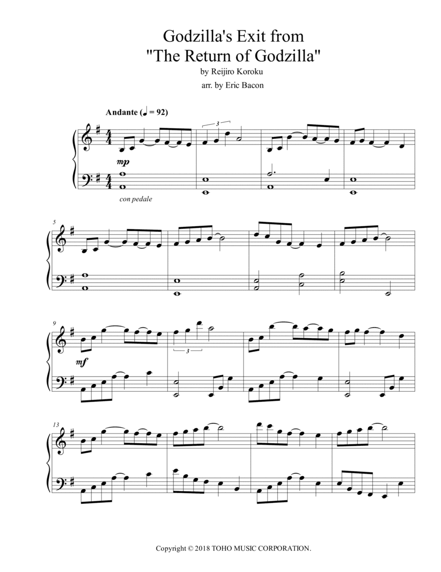 Godzilla''s Exit (the Return Of Godzilla) (arr. Eric Bacon)