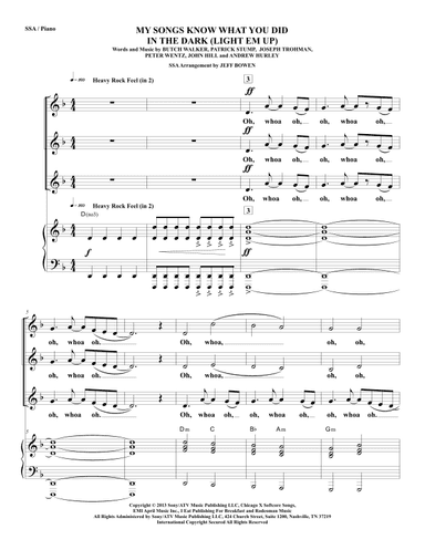 My Songs Know What You Did In The Dark (light Em Up) (arr. Jeffrey Bowen)