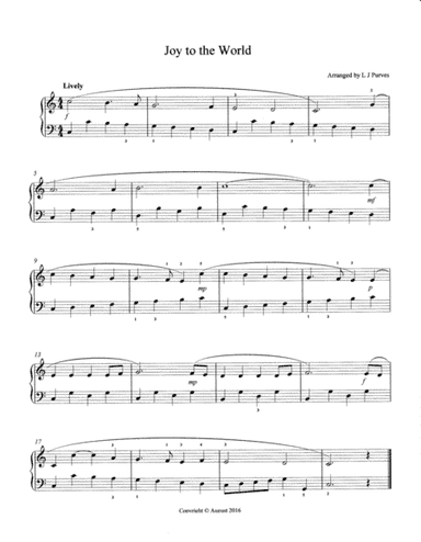 Joy to the World - 2016 Easy Piano Contest Entry (arr. L J Purves)