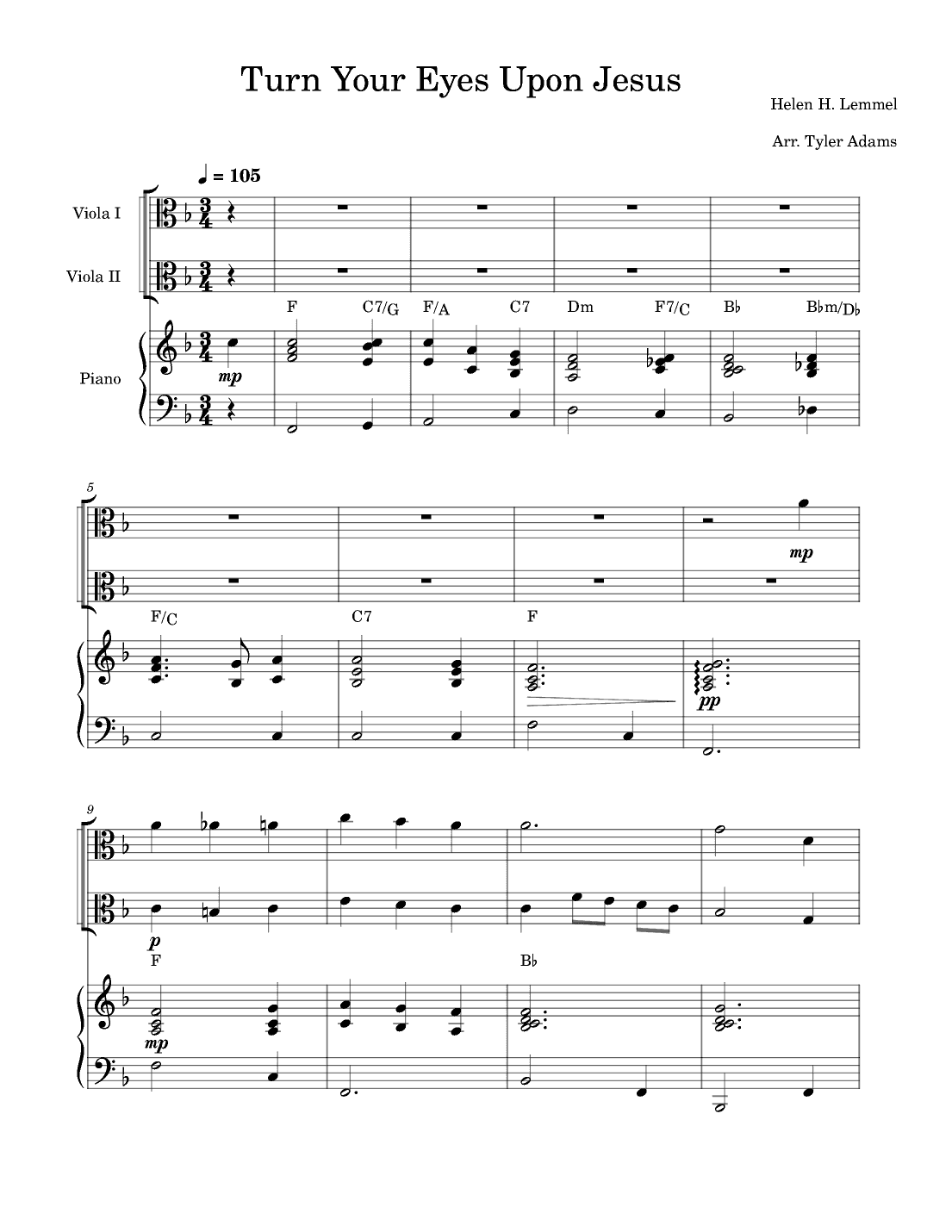 Turn Your Eyes Upon Jesus (Viola Duet and Piano) (arr. Tyler Adams)