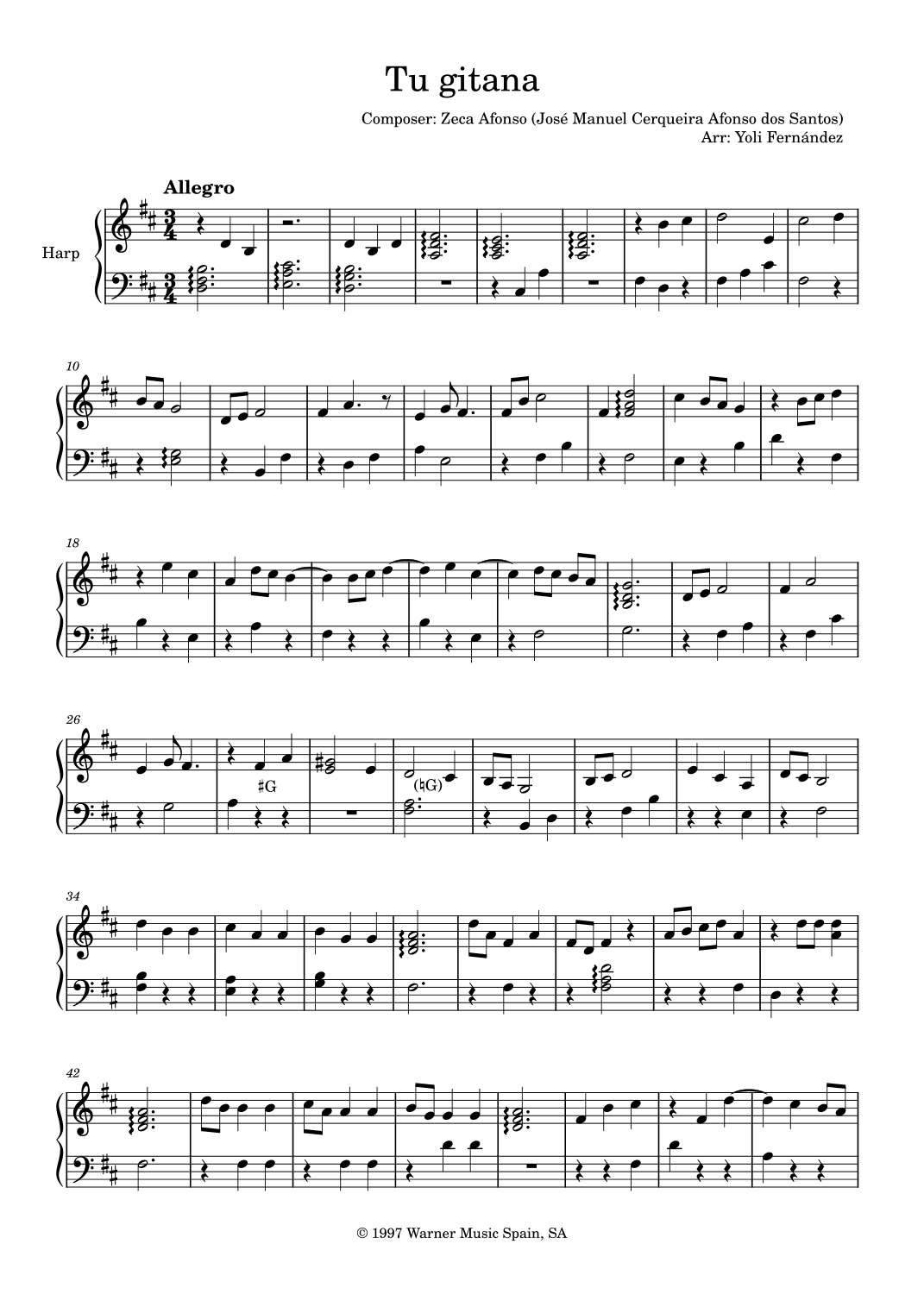 Tú gitana (arr. Yoli Fernández)