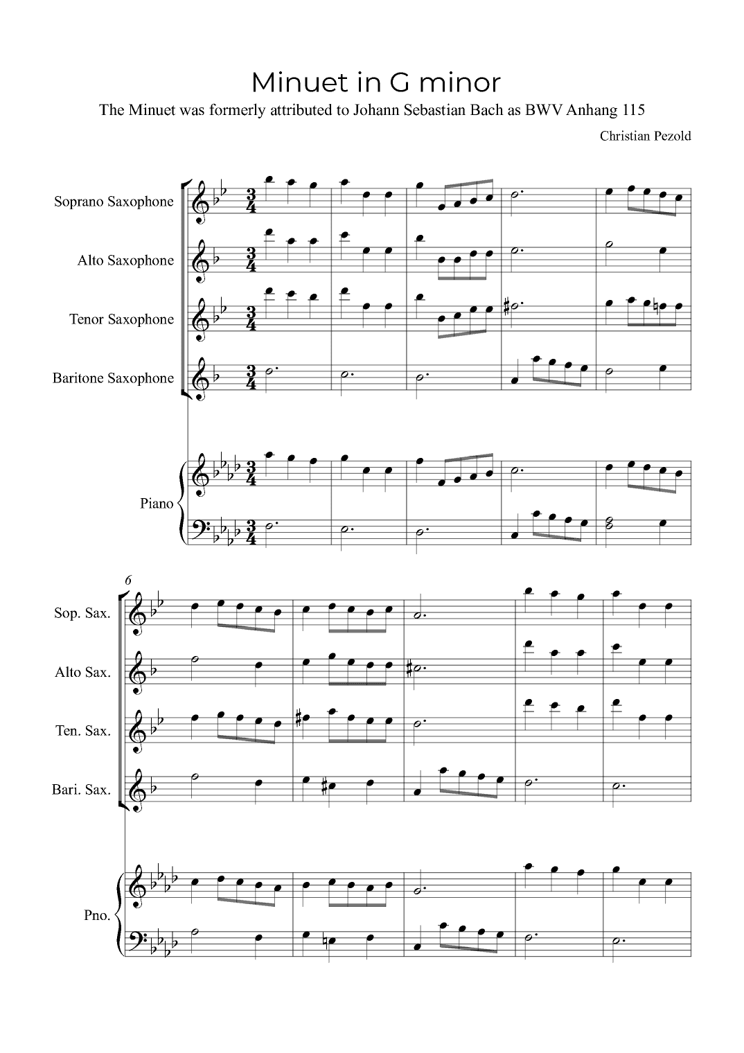 Minuet In G minor (with piano) (arr. Alex Nunes Rodrigues)