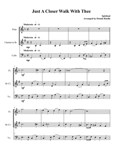 Just a Closer Walk with Thee - Trio (Flute, Clarinet & Cello) - Jazz Funeral Style (arr. Dennis Ruello)