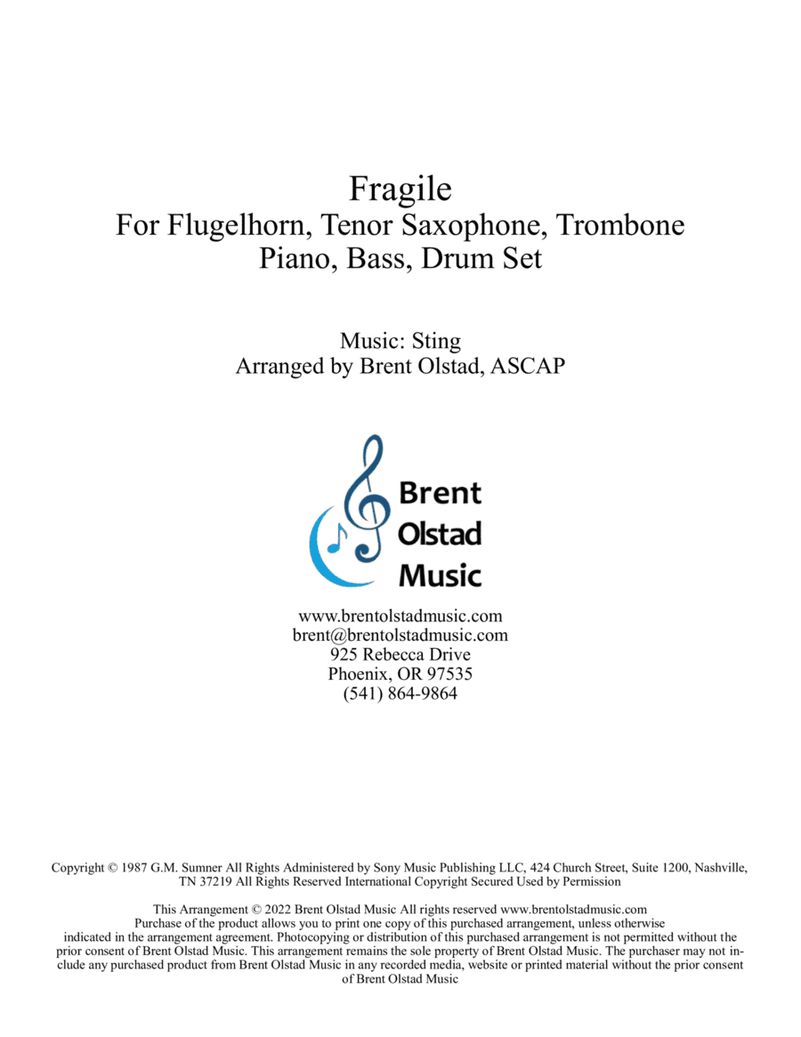 Fragile (arr. Brent Olstad, ASCAP)