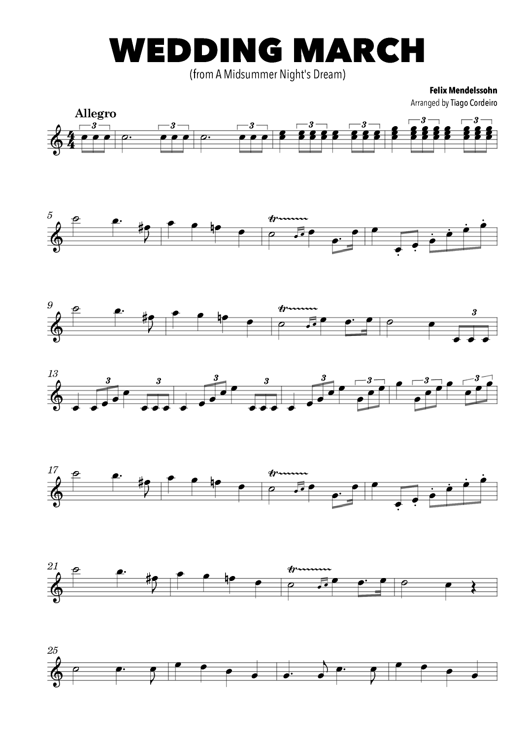Wedding March (arr. Tiago Cordeiro)