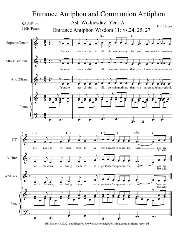 Antiphons for Ash Wednesday, Years ABC