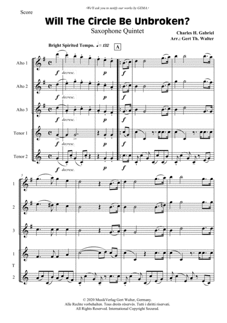 Will The Circle Be Unbroken? (arr. Gert Th. Walter)