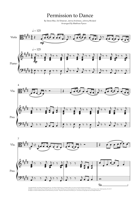 Permission To Dance (arr. Matthew pyeon)
