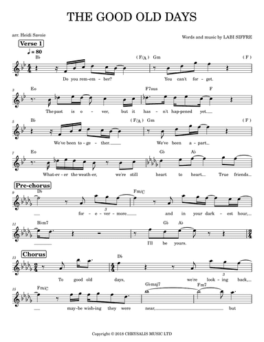 The Good Old Days (arr. Heidi Savoie)