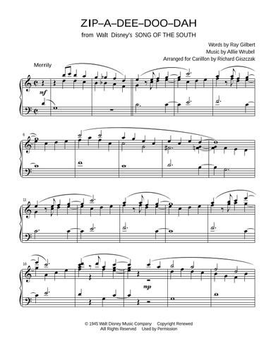 Zip-a-dee-doo-dah (arr. Richard Giszczak)