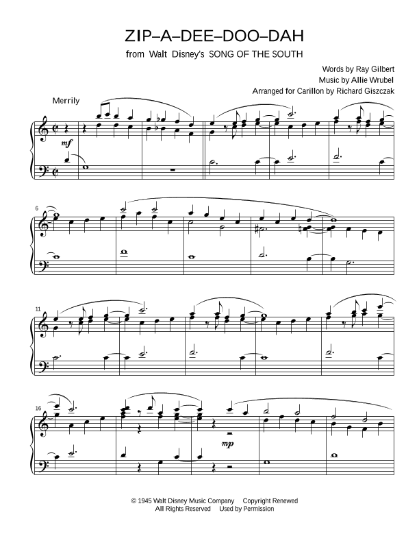 Zip-a-dee-doo-dah (arr. Richard Giszczak)