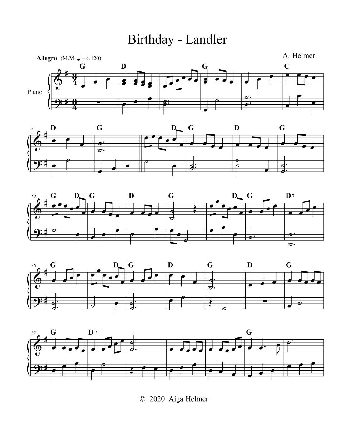 Birthday Landler in G major