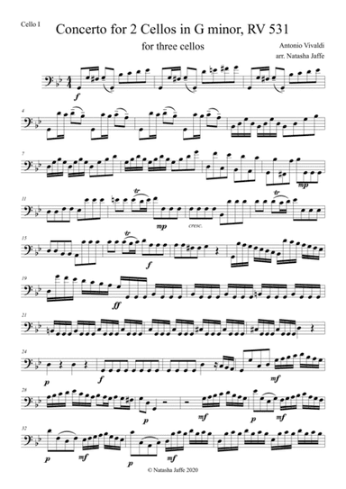 Concerto for 2 Cellos in G minor, RV 531 - Cello Trio (arr. Natasha Jaffe)