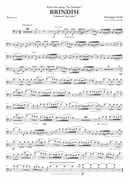 Brindisi from "La Traviata" for Bassoon and Piano (arr. Diego Marani)