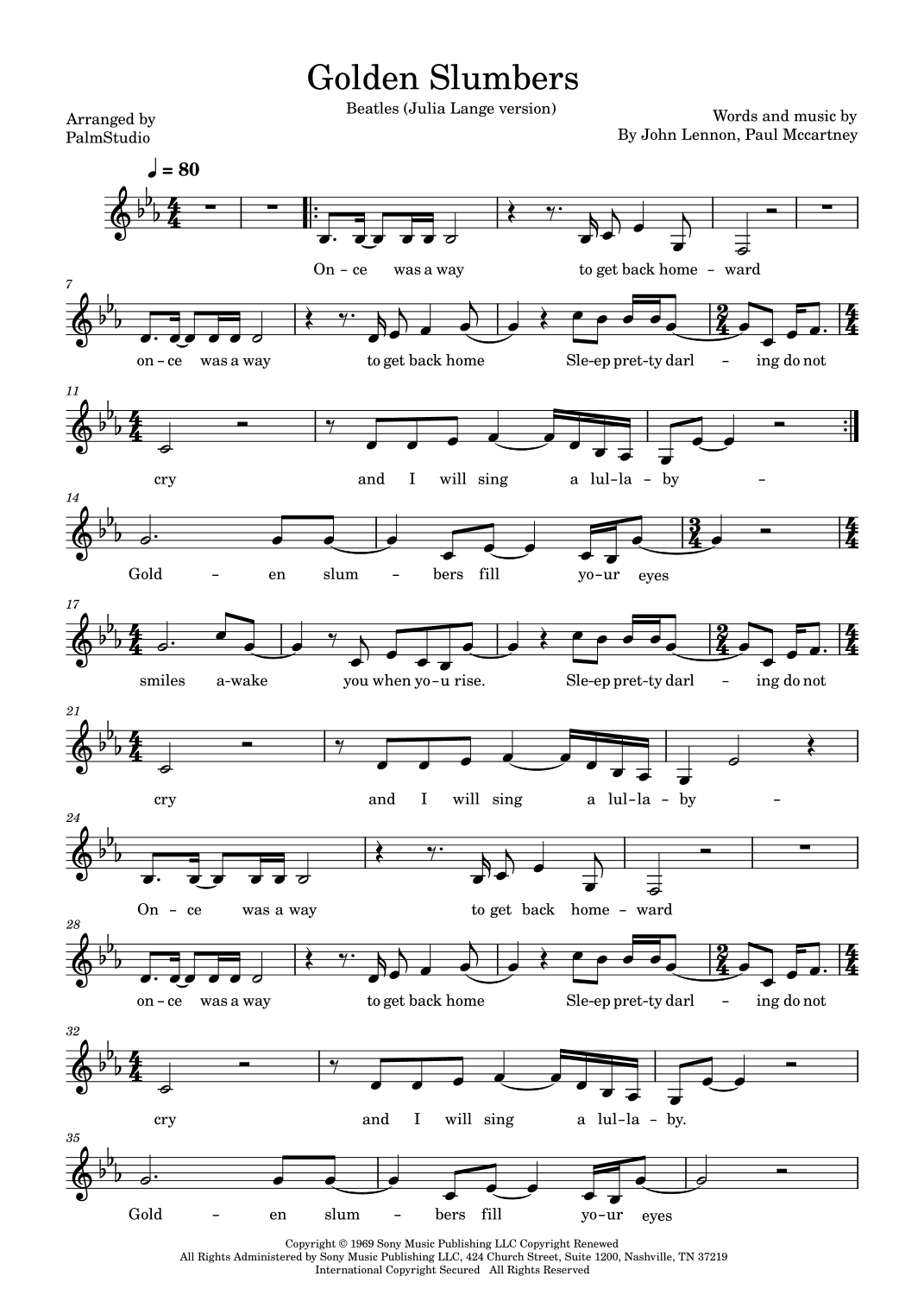 Golden Slumbers (arr. PalmStudio)