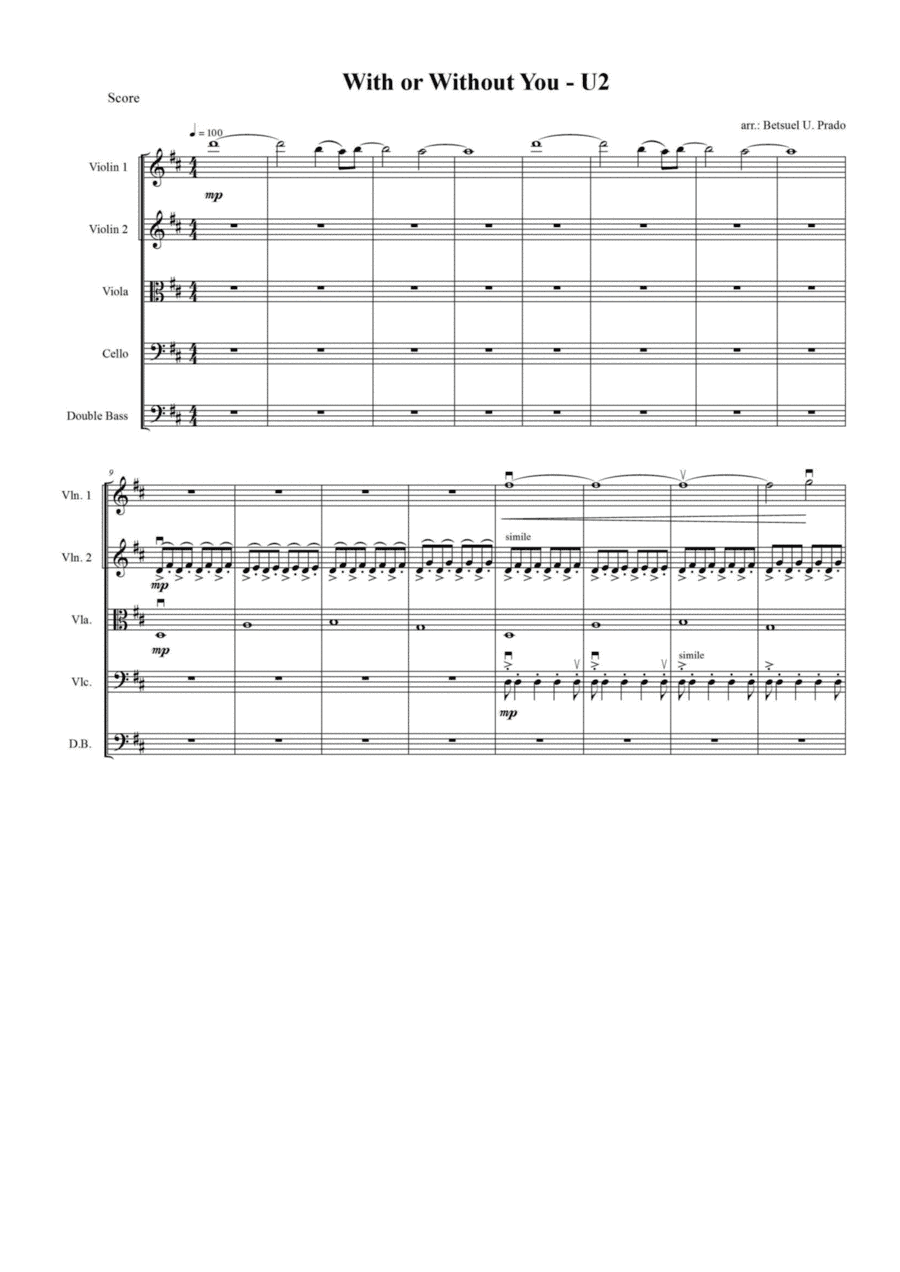 With Or Without You (arr. Uesile Prado)