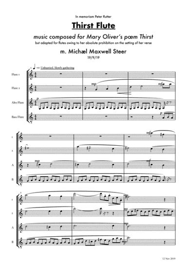 Thirst Flute for flute quartet, based on a poem of Mary Oliver