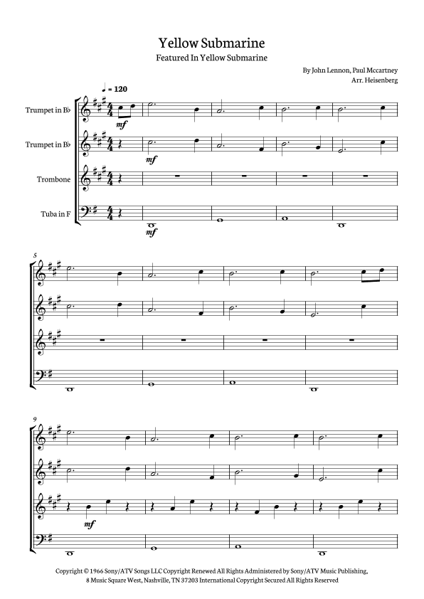Yellow Submarine (arr. Heisenberg)