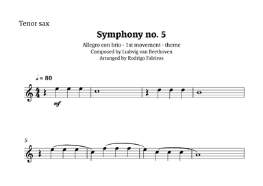 Symphony no. 5 - 1st movement (theme) (arr. Rodrigo Faleiros)