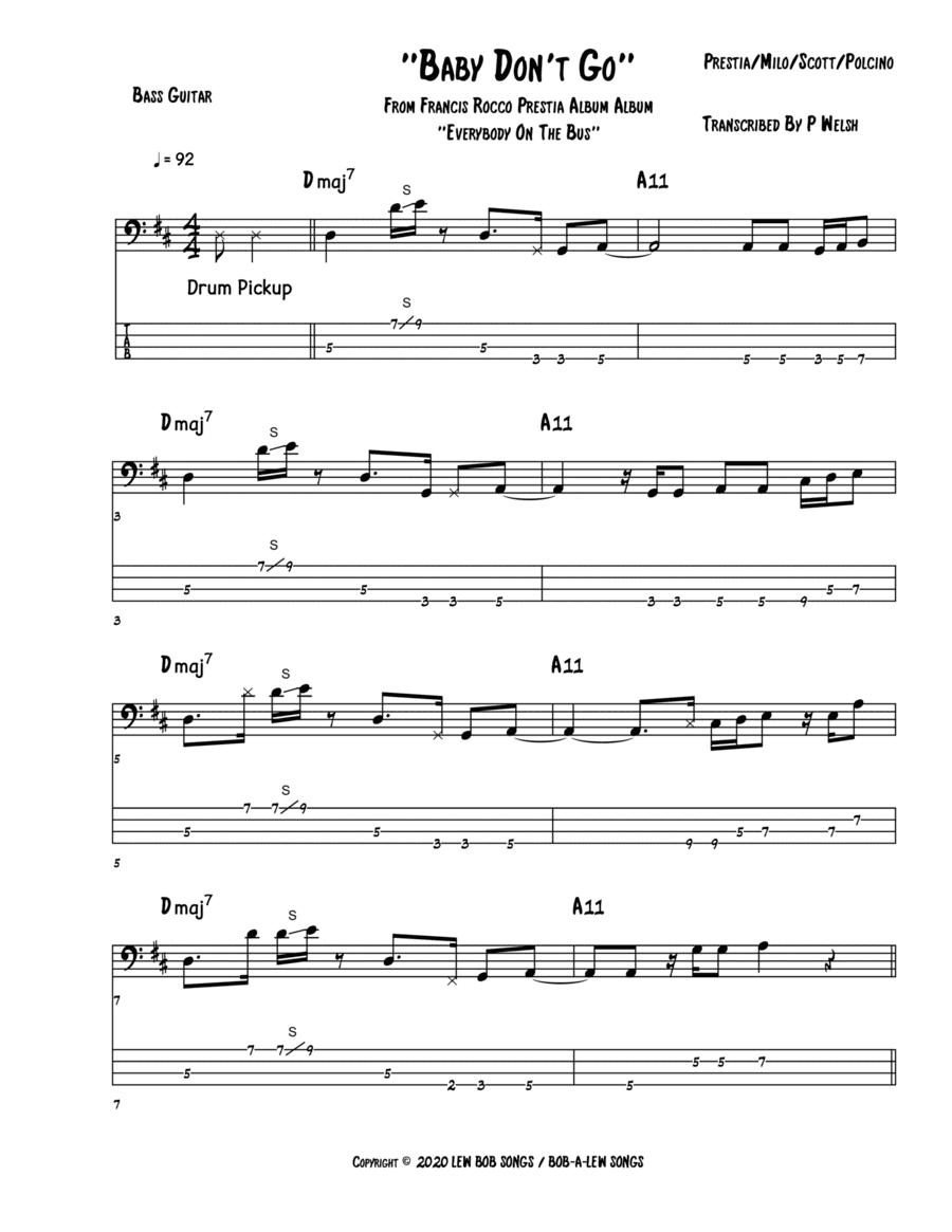 Baby Don't Go (arr. Accubass)