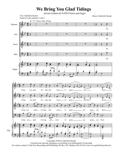 We Bring You Glad Tidings SATB