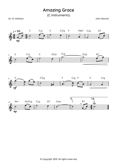Amazing Grace (arr. Douglas Wattson)