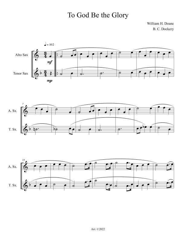 To God Be the Glory (Alto and Tenor Sax Duet) (arr. B. C. Dockery)