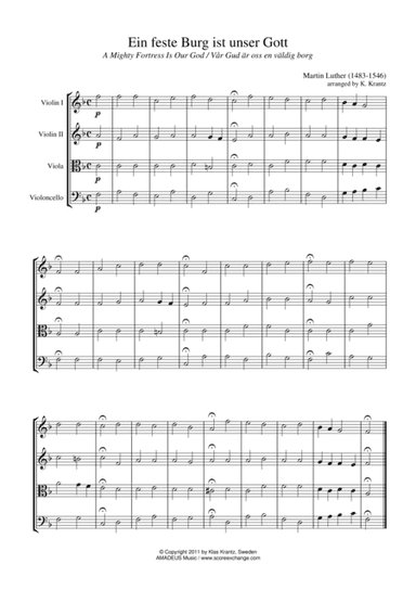 Ein feste Burg ist unser Gott / A Mighty Fortress Is Our God for string quartet (arr. Klas Krantz)