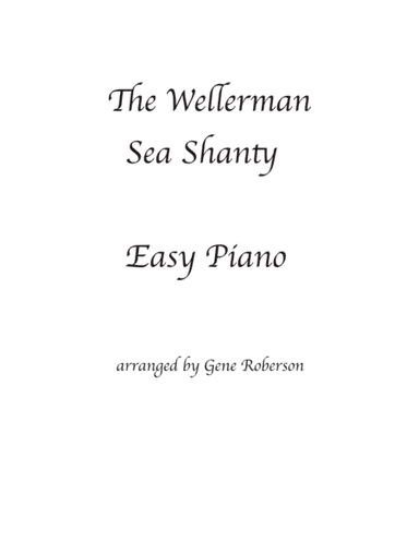 The Wellerman Sea Shanty Easy Piano (arr. Gene Roberson)