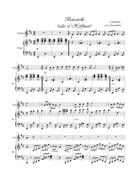 Barcarola. Violin and piano (arr. Ester Alessandrini)