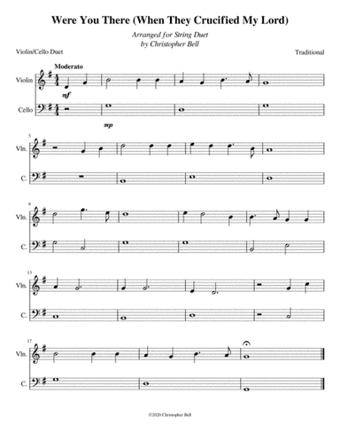 Were You There - Easy Violin/Cello Duet (arr. Silent Home Records)