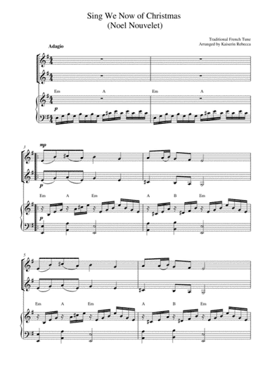 Sing We Now of Christmas (Noel Nouvelet) (for violin duet and piano accompaniment) (arr. Kaiserin Rebecca)