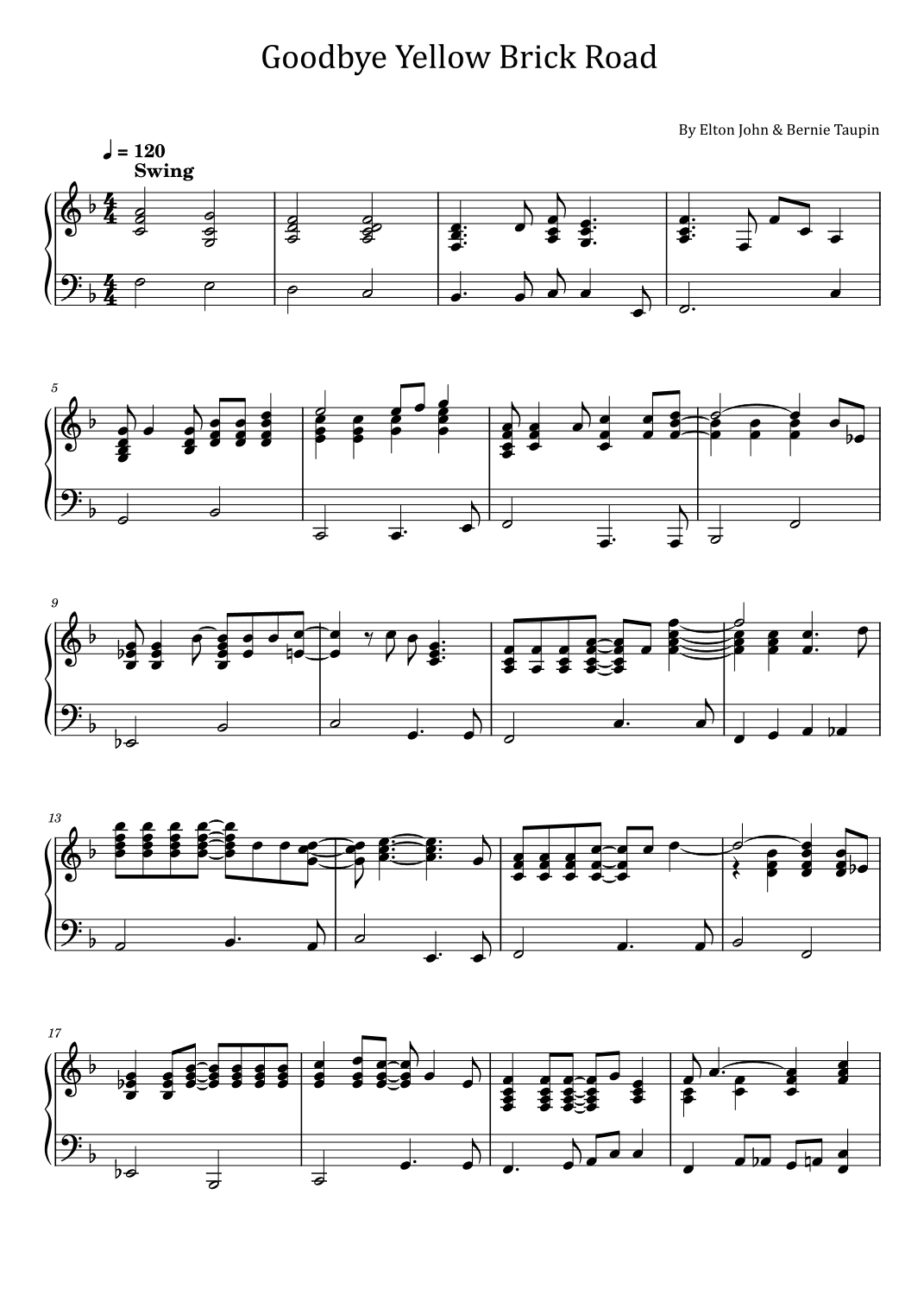 Goodbye Yellow Brick Road (arr. poon)