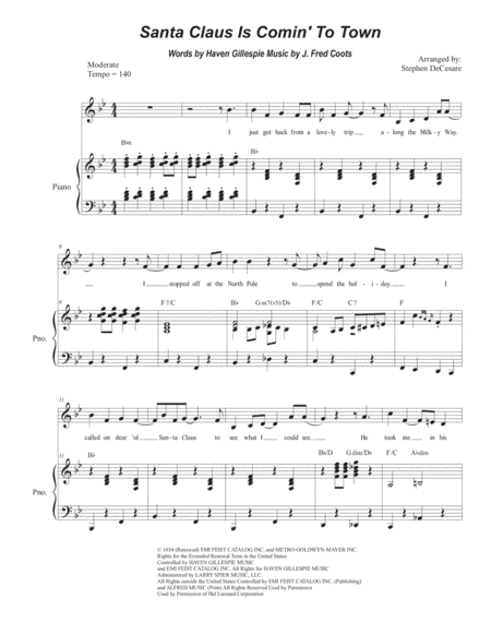 Santa Claus Is Comin' To Town (arr. Stephen DeCesare)