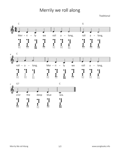 Merrily we roll along (arr. songbooks.info)
