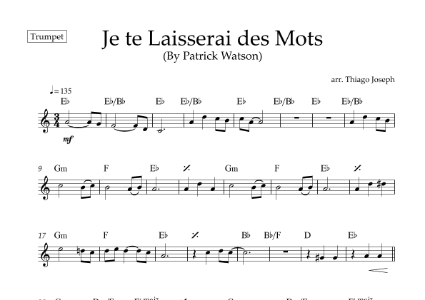 Je Te Laisserai Des Mots (arr. Thiago Joseph)