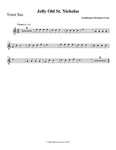 Jolly Old St. Nicholas: B flat Saxes (arr. Meri Dolevski)