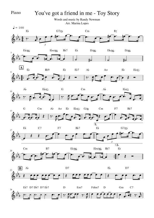 You've Got A Friend In Me (arr. Marina Lopes)