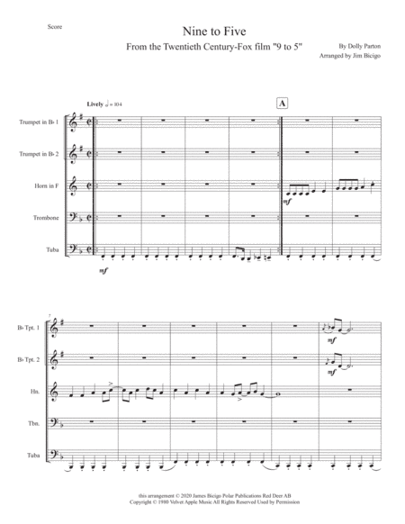 Nine To Five (arr. Polar Publications)