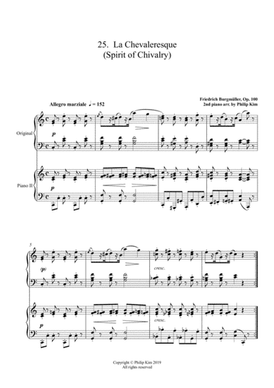25.  La Chevaleresque (Spirit of Chivalry)  25 Easy and Progressive Studies Opus 100 for 2 pianos Fr (arr. Philip Kim)