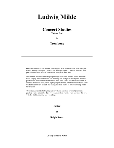 Milde Concert Studies for Trombone Volume 1 (arr. Sauer, Ralph)