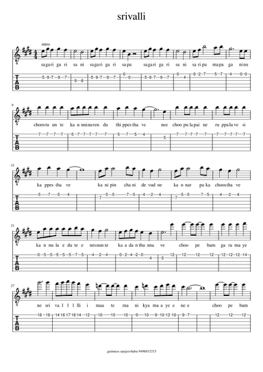 srivally(pushpa) (arr. guinness sanjeevbabu)