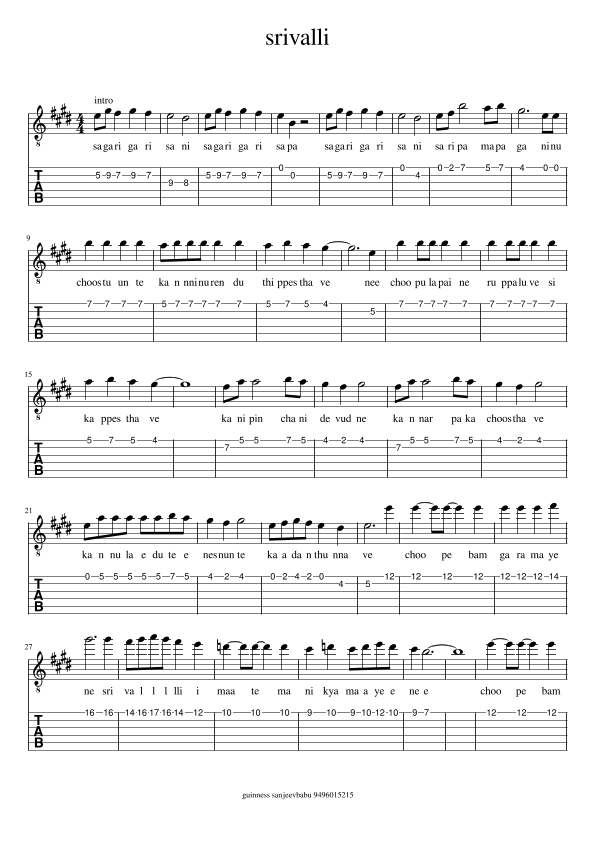 srivally(pushpa) (arr. guinness sanjeevbabu)